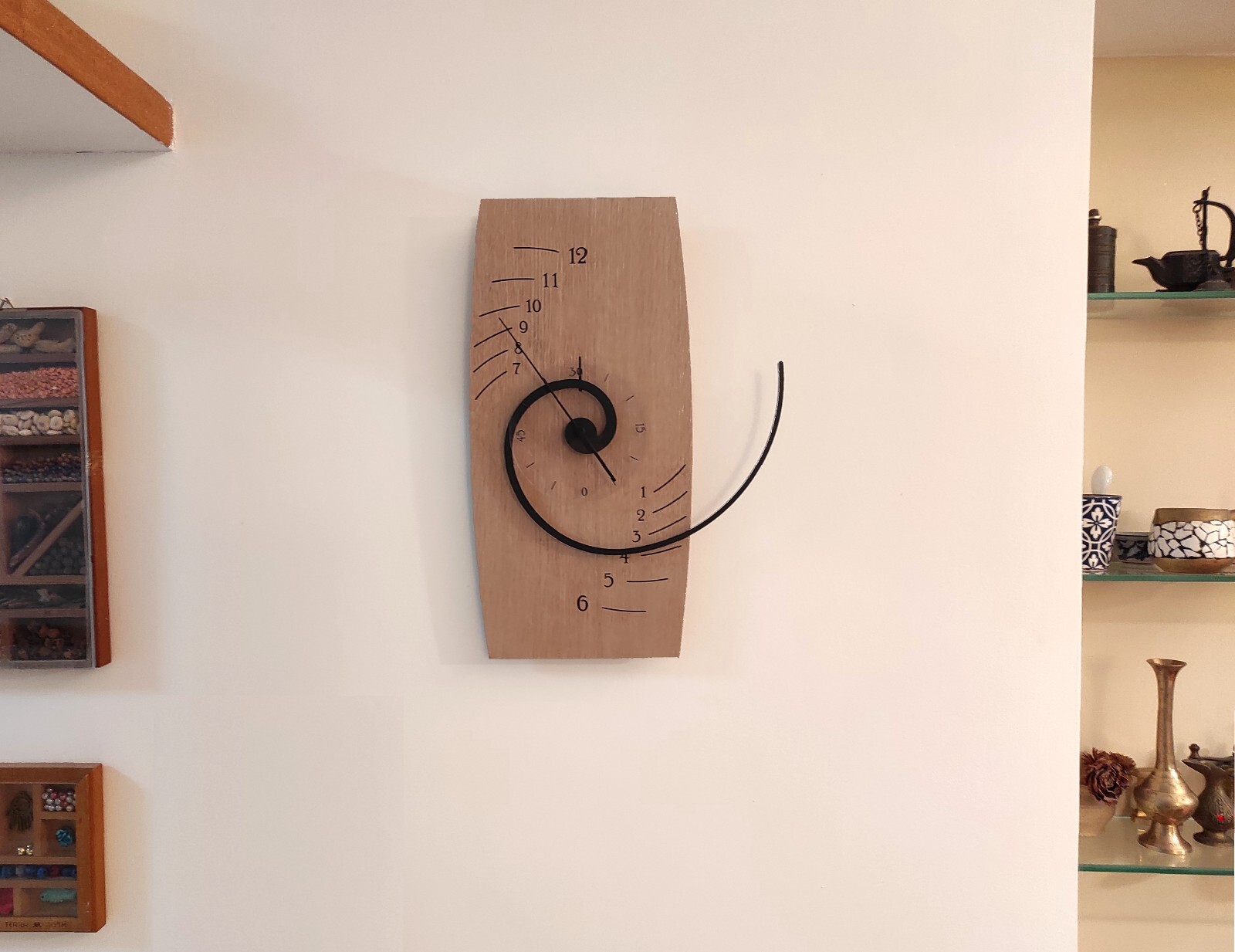 Unique Spiral Wall Clock,Beta, Oak Finish,Mathematical, Artistic Design,Gift