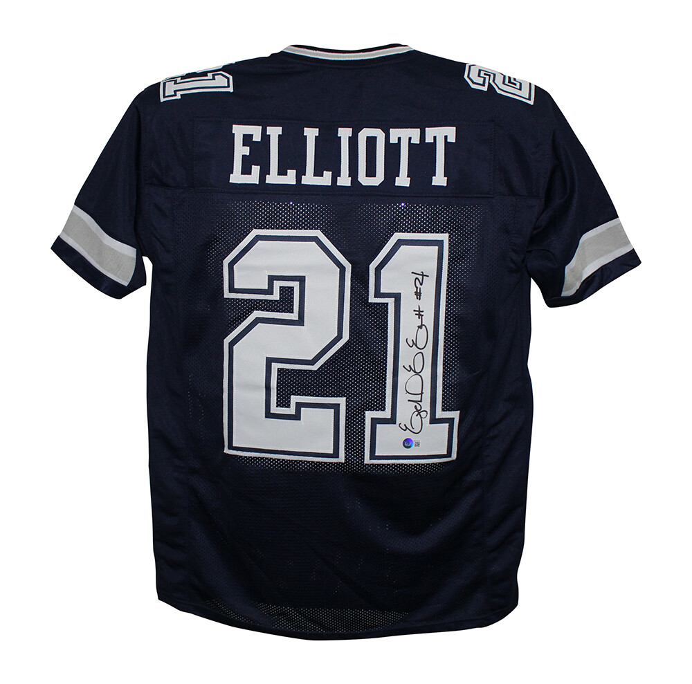Ezekiel Elliott Autographed Signed Pro Style Blue Xl Jersey Beckett 