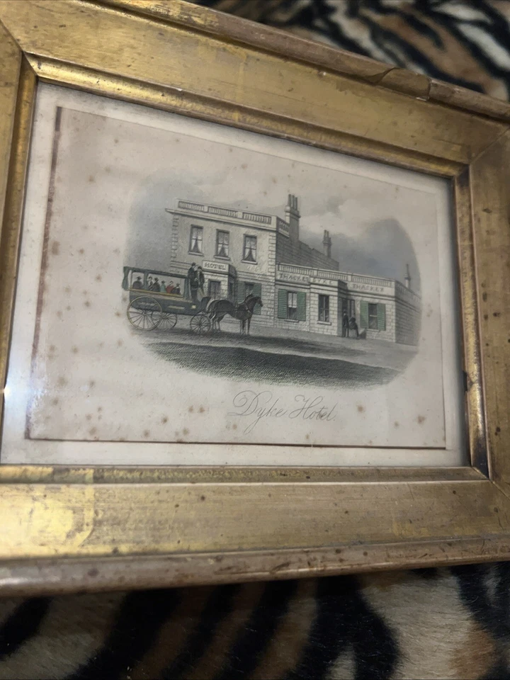 Antique Etching Devil's Dyke. The Old Dyke House Hotel In Beautiful Gold Frame - Image 2 of 4