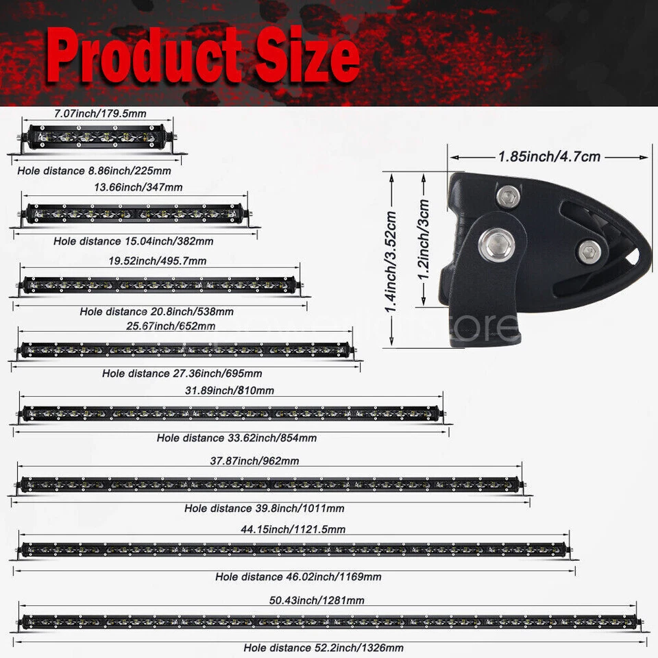 Slim 20 26 32" 38" 50" LED Barra de Luz de Trabajo Punto Inundación Niebla Conducción ATV SUV Offroad Foto 3 de 4