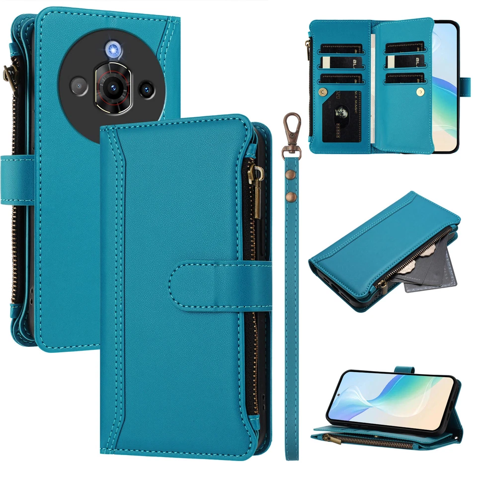 For ZTE nubia Focus Pro 5G, Flip Leather Wallet 9 Card Slots Stand Case Cover - Image 3 of 4