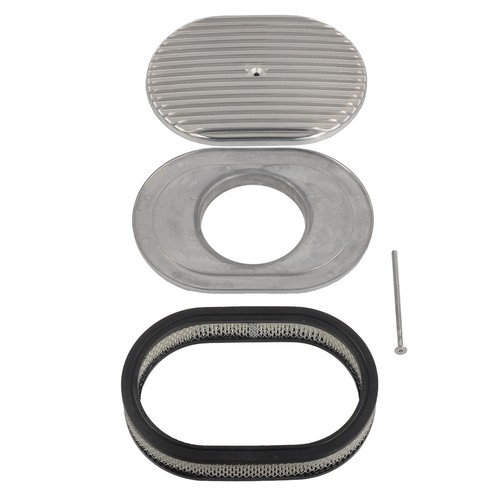 "Purificador de aire de aluminio pulido ovalado con aletas completas de 12" para Carb Holley de 5-1/8""" - Imagen 6 de 8