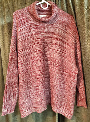 Cupio Blush Women's Burgundy & White Cowl Neck Sweater Size Large NWT