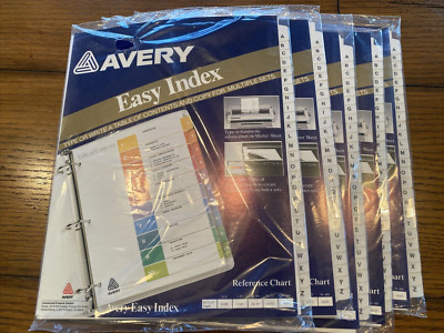 LOT (5) Avery Easy Index Tabs 3 Hole Punch 8.5'' x 11'' (A-Z) - U Get 5 Packs