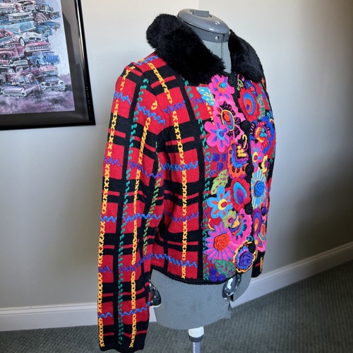 SuperRARE Michael Simon S M Embroidered sweater cardigan Fran Drescher The Nanny - Picture 5 of 9