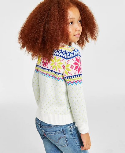 Holiday Lane Little Girls Size 6X Multi-Color Fair Isle Sweater in Green 314 - Picture 2 of 8