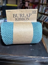 Jute Burlap Ribbon Roll Blue Aqua Farmhouse Decor Craft Rustic Bow 5.5 x 15 ft