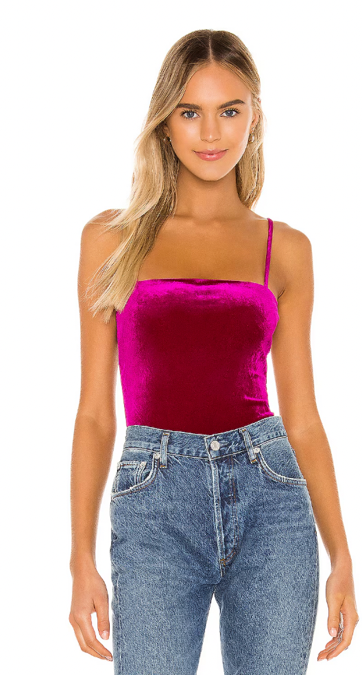 Agnes Velvet Magenta Bodysuit by Lovers and Friends Size Small-image