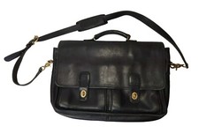 COACH Vintage Prescott Brief Black Leather Messenger Luxury Briefcase 5275 1990s