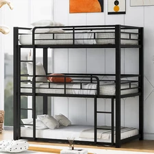 Bunk Beds, Metal Bunk Bed, Triple Bunk Bed for Kids,Teens, Adults, Girls, Boys,