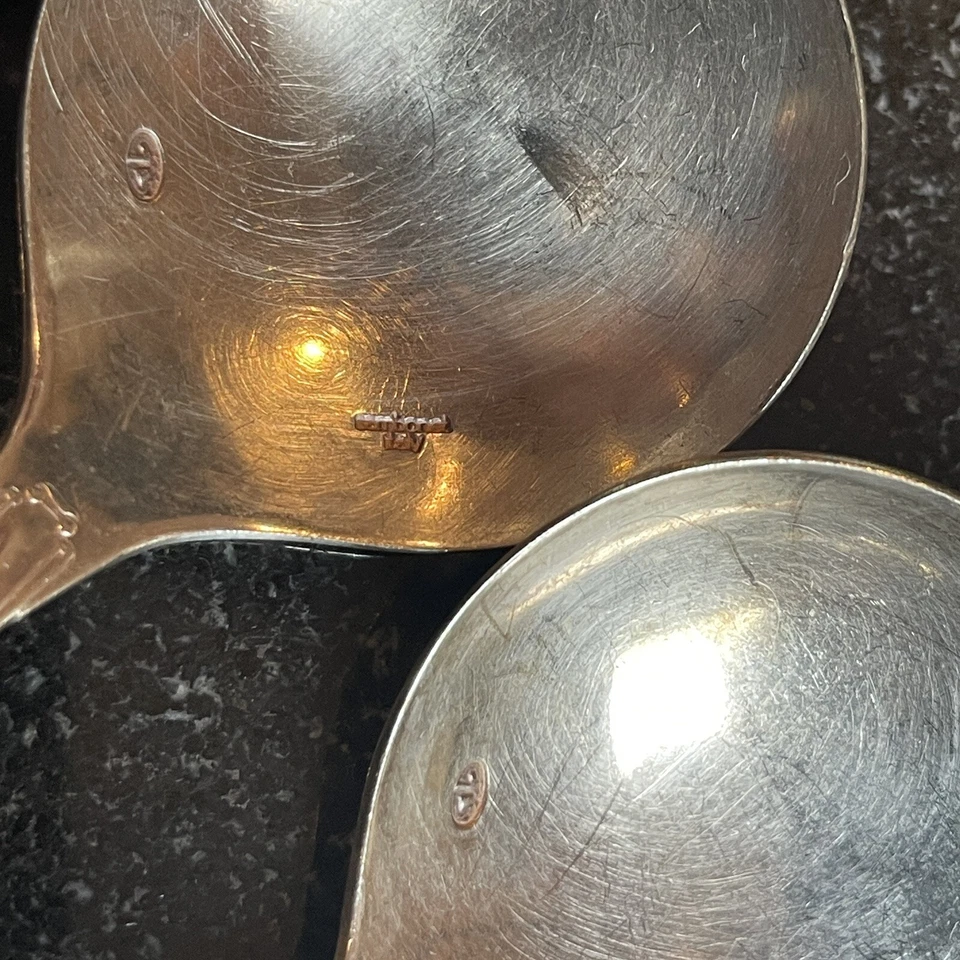 Sambonet Italia Cucharas 6 Tazones Redondos Crema Sopa Plateado Níquel Barroco Rollos Foto 2 de 4