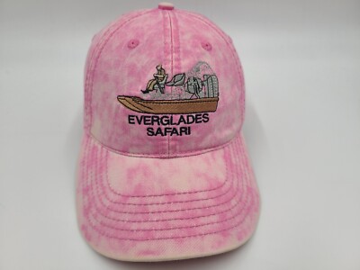 Women Everglades Safari Tie Dye Adjustable Hat Cap Florida Airboat Pink White