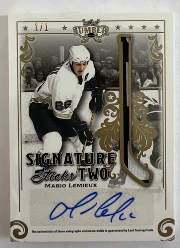 2021-22 Leaf Lumber 1/1 Mario LEMIEUX Jaromir JAGR Dual AUTO Sticks Two GOLD SSP