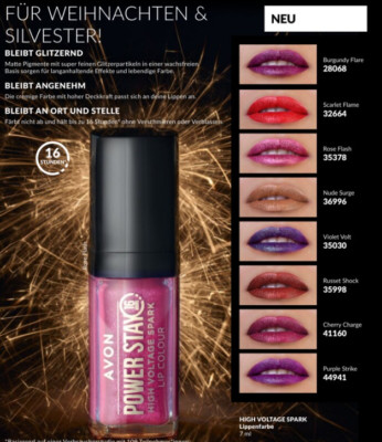 Avon  16 H  Power Stay HIGH VOLTAGE SPARK  Lippenfarbe Farbe zur Auswahl Trendy