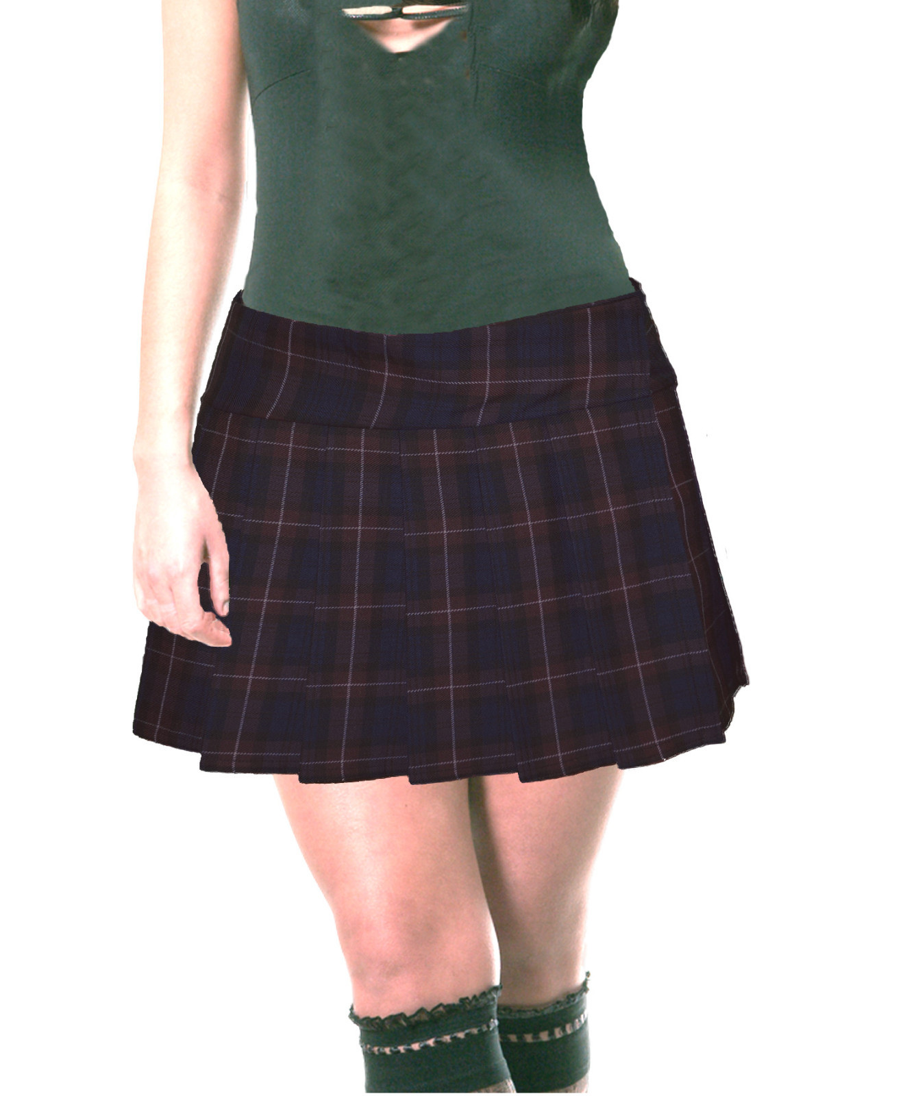 Sterling Plaid Pleated Regular Mini Skirt for Stylish Looks-image