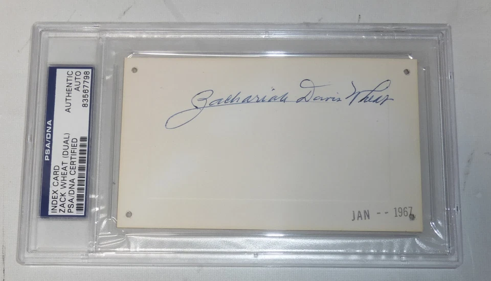 Zack Wheat 2x Signed Full Name 3x5 Index Card PSA/DNA COA Baseball HOF Autograph - Image 3 of 4