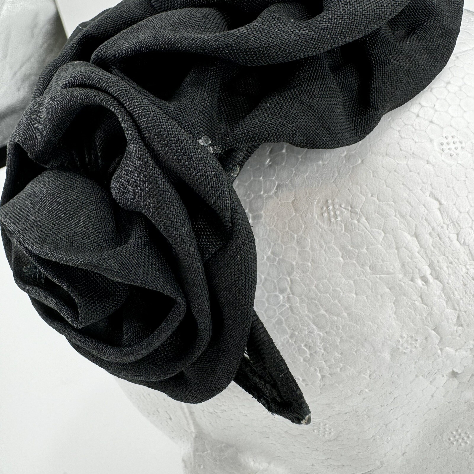 Black Fascinator Fabric Rosettes Over Mesh Form VTG Headwear