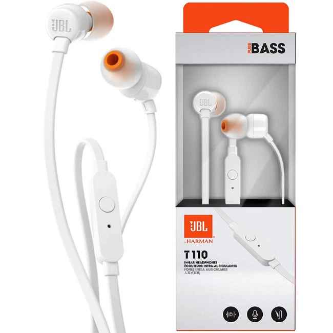 JBL T110 WIRED REMOTE W/ - eBay - EARPHONES JBLT110WHT HEADPHONES | & MIC IN-EAR WHITE