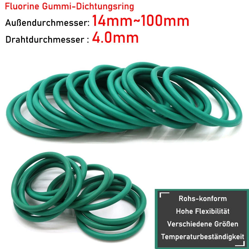MARKENLOS Ø4.0mm Grün Fluorine Gummi-Dichtungsring Ölbeständige FKM Siegel O-Ring 14~100mm
