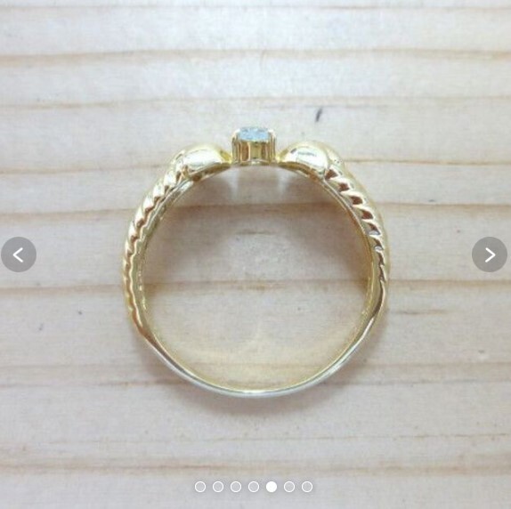Christian Dior Vintage 18k Yellow Gold Ring w/Light Blue