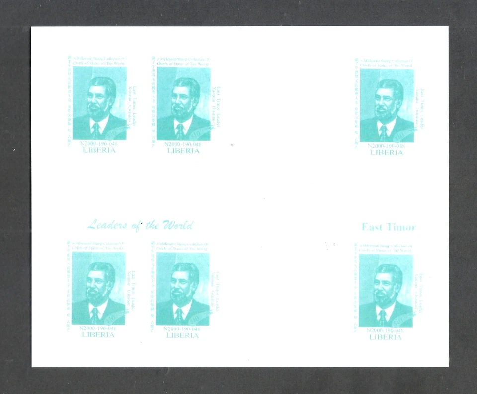 Liberia 1999 Timor Oriental Leste Presidente Xanana Gusmao Conjunto x3 Bloque Imperf MNH Foto 3 de 4