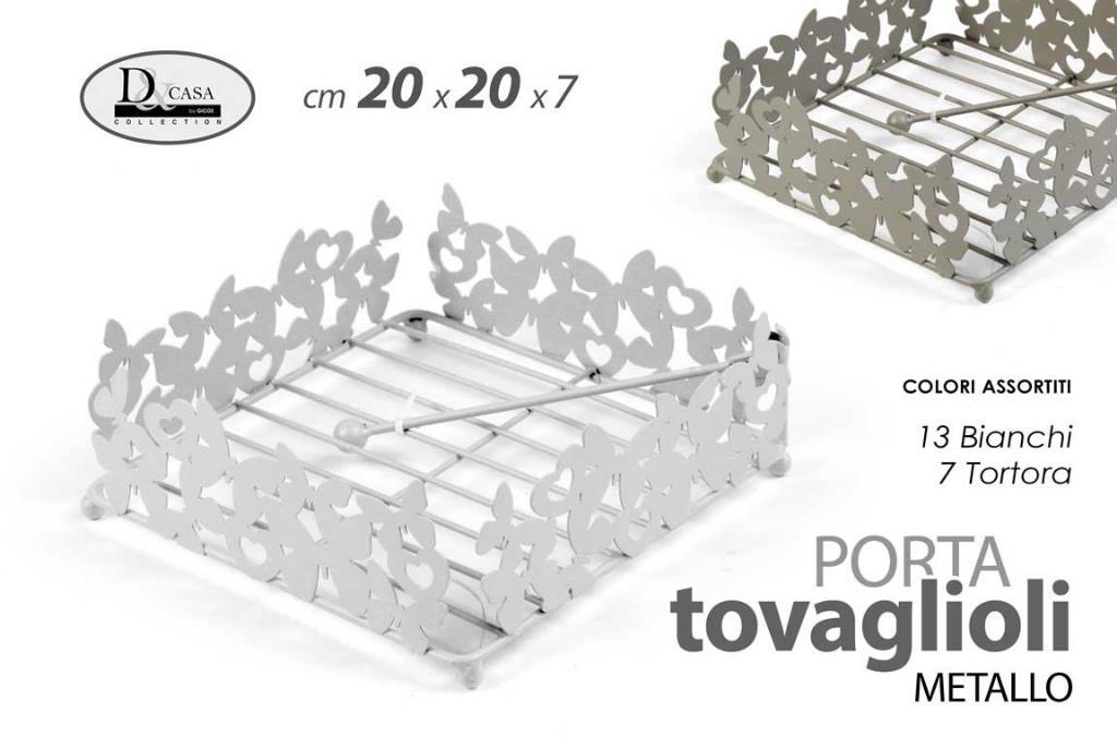 Portatovaglioli tovaglioli da tavolo in metallo decoro farfalle 20 x 20 x 8 cm