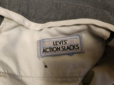 Vintage Levi's Action Slacks Men's Dress Pants Gray Dacron Polyester Size 32x31