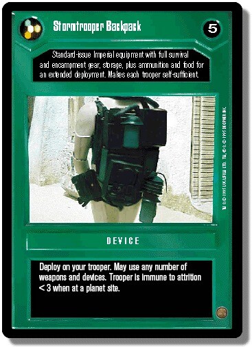 SWCCG: Stormtrooper Backpack [Ungraded] SWCCG: Premiere SW Star Wars ...