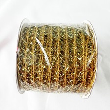 Gold Mesh Decorative Ribbon 2.5" Wide, 9 Feet, Craft, Holiday Wrapping NOS