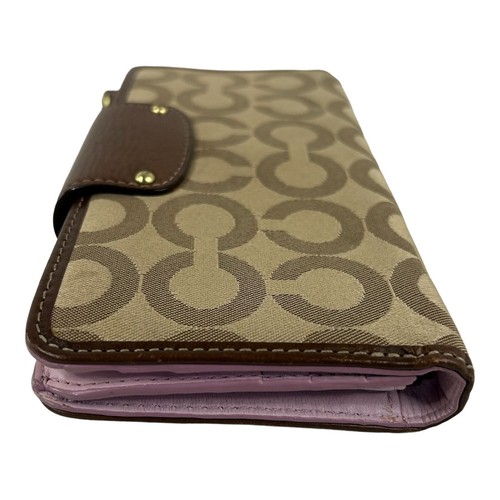 Coach Madison Op Art Sateen Brown Zip Around Women’s Wallet Canvas Signature - Picture 10 of 20