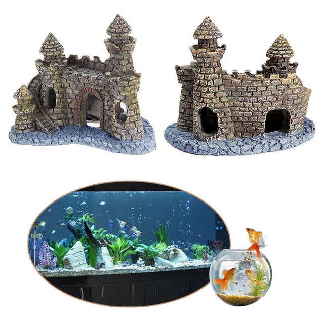 Polyresin Tower Castle Aquarium Ornament Fish Tank Decoration