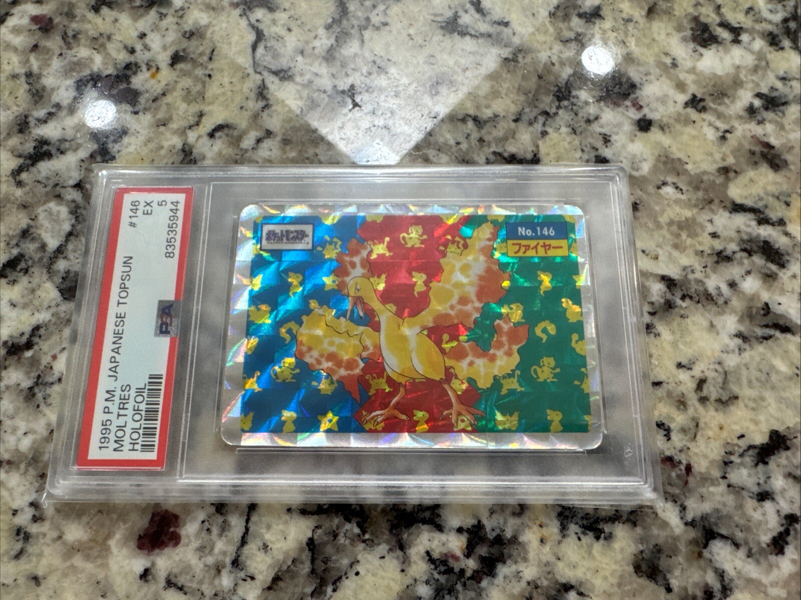 Pokemon Card PSA 5 Japanese 1995 Topsun Holofoil Prism Moltres No. 146