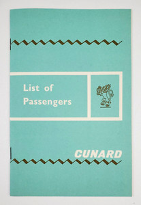 1964 Cunard Line RMS Carinthia Cruise Ship Tourist Class Passenger List July 30