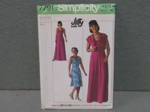 Size 6-8 UNCUT SIMPLICITY 7791 PATTERN 1970s KNITS KEYHOLE TANK DRESS JACKET - Picture 1 of 3