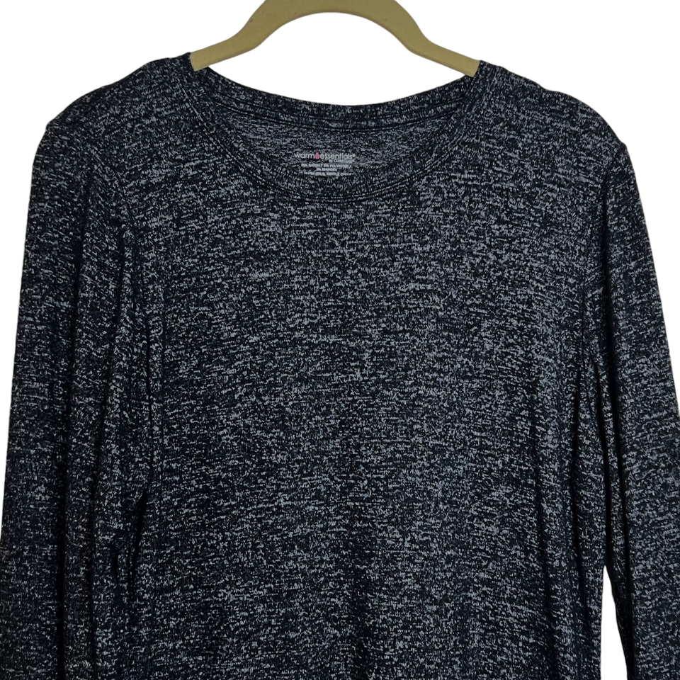 Cuddl Duds Warm Essentials Womens Knit Top Large Heathered Black
