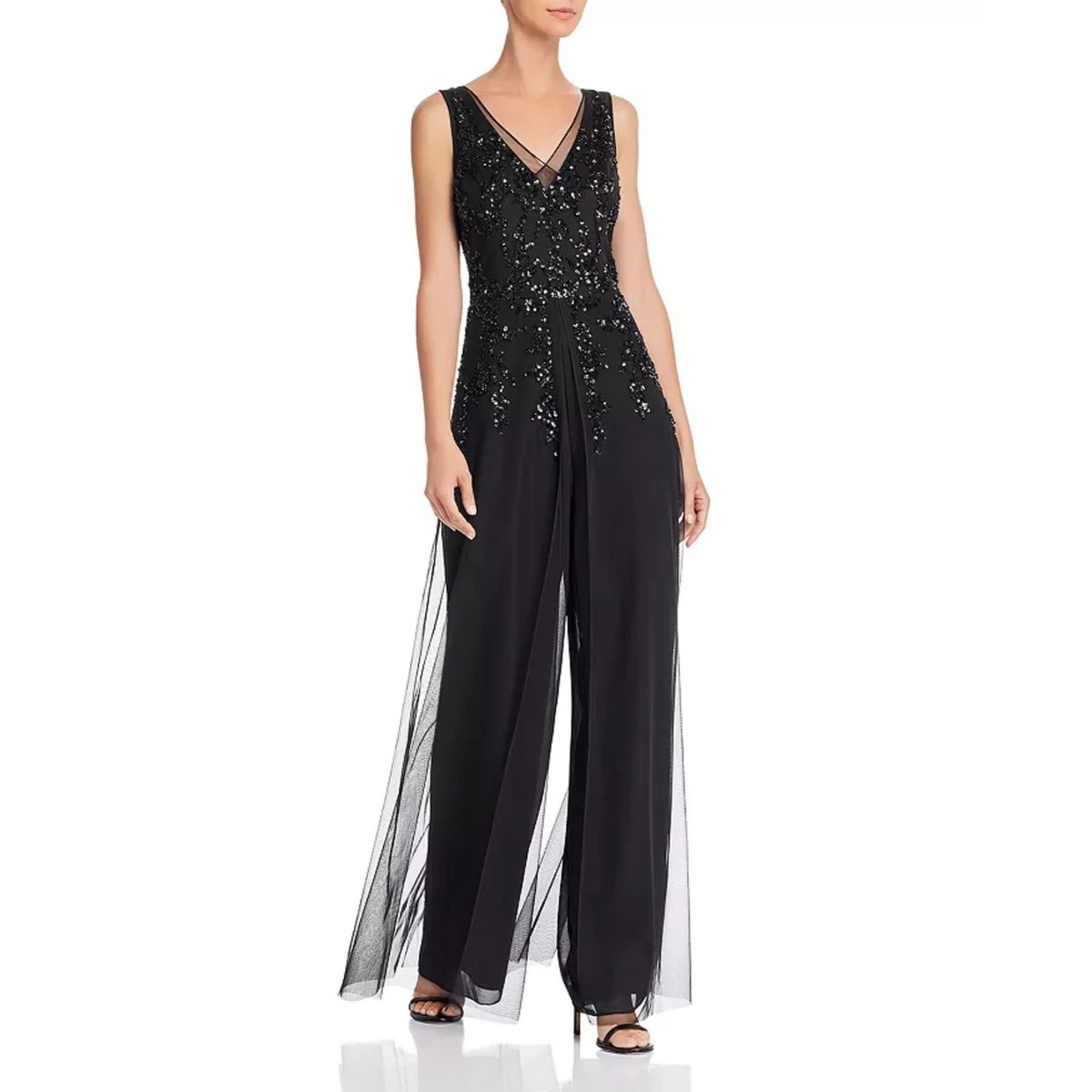 Adrianna Papell Georgette Jumpsuit w/ Skirt Overlay Black