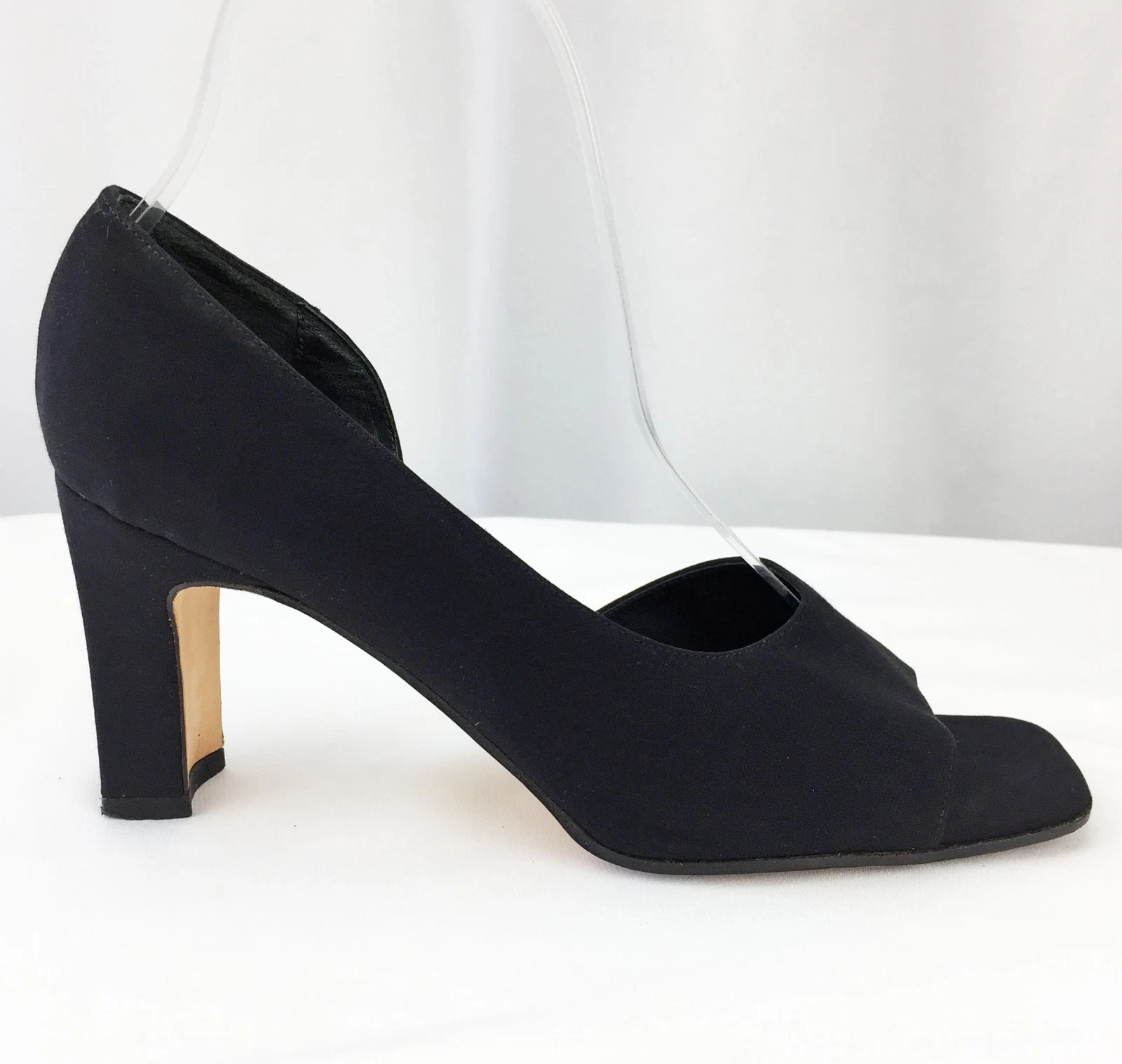 VANS Sandalo donna tacco Van Eli punta aperta pompa pelle nero tessuto opaco 3" 6 5M