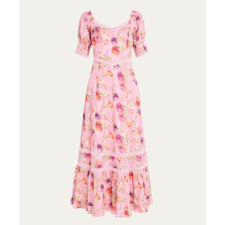 LoveShackFancy Floral Lace Mariata Maxi Dress In Wild Pink Rose Size 6 New