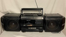 SHARP WF-T380 AM FM SW RADIO DUAL CASSETTE SURROUND BOOMBOX X-BASS See Video