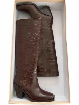 AMAZING New Loeffler Randall Croc Embossed Tall Cowboy Boots
