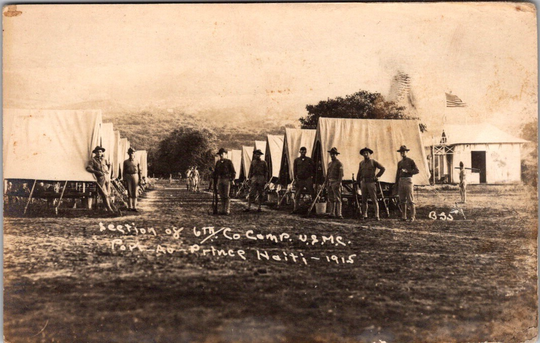 1915 USMC 6th Company RPPC Port-au-Prince Haiti Military Encampment Postcard