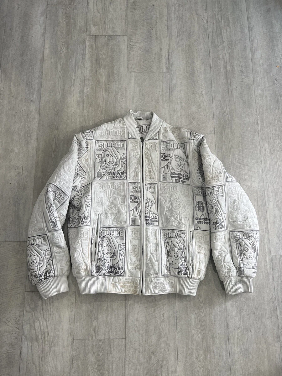 Rap Tee The Source Hip Hop Legends History Bomber leather jacket White