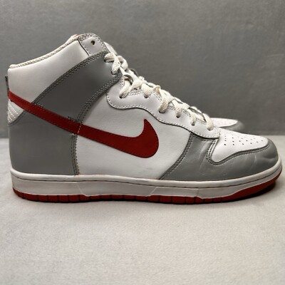 Nike Dunk High Mens Size 10.5 Shoes Metallic Silver Varsity Red White 2007