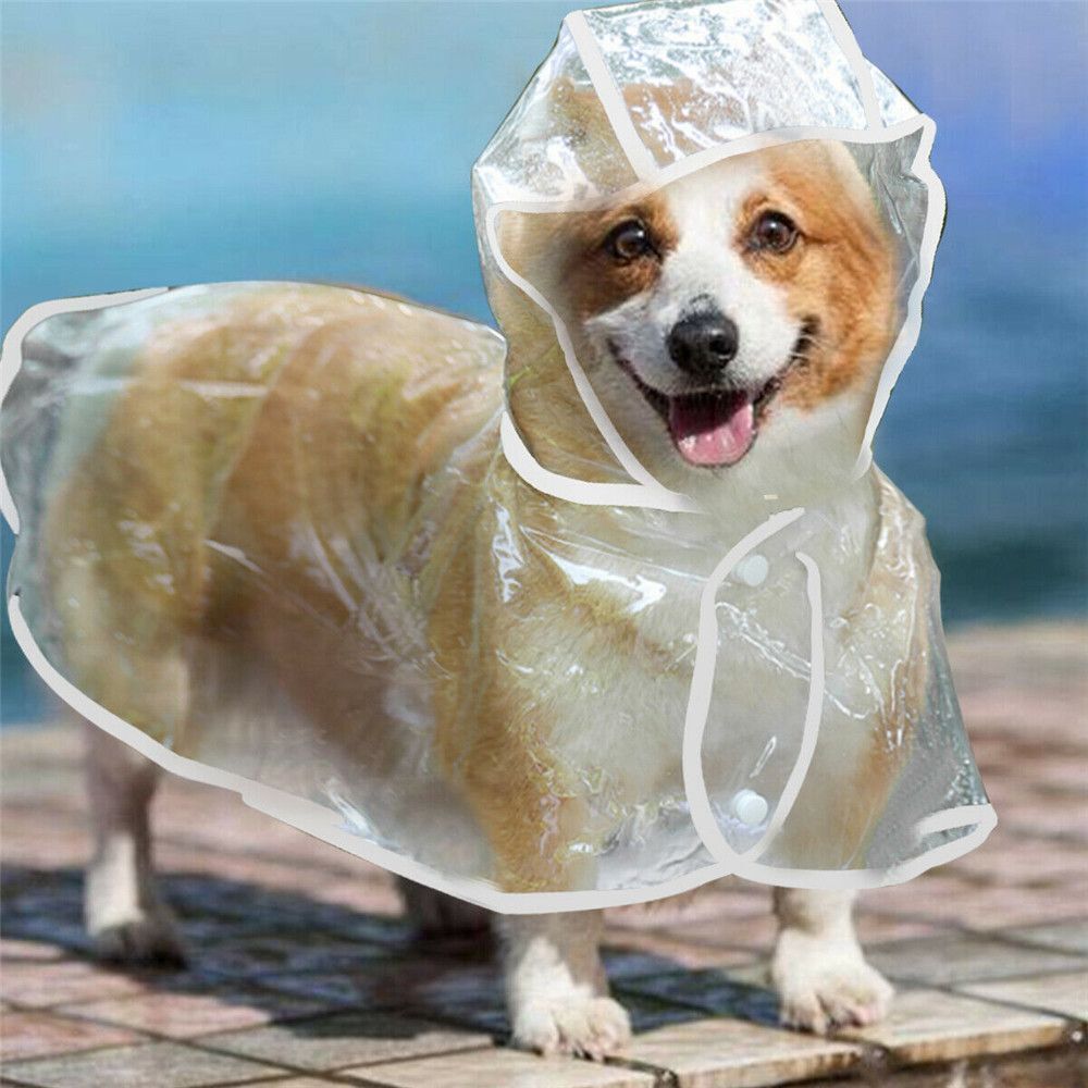 Hooded Clear Waterproof Dog Rain Coat Pet Rain Suit Puppy Jacket PVC