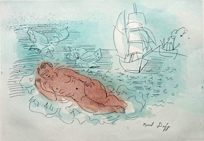 Raoul Dufy - Aquatint Etching  ''The Bather With Butterflies''