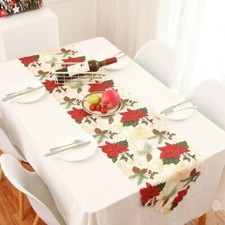 70inch Christmas Table Runner Floral Table Cloth Santa Xmas Home Decorations