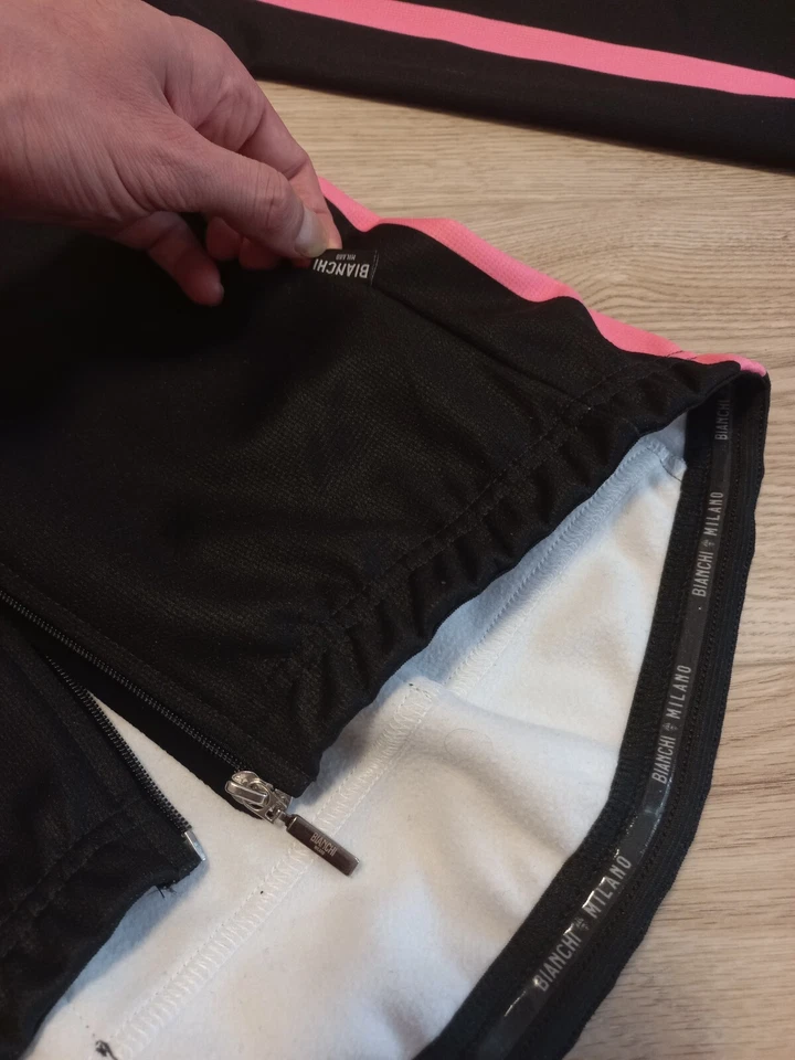 Camiseta deportiva de ciclismo Bianchi Milano negra/rosa térmica/windstopper hecha en Italia Foto 4 de 4