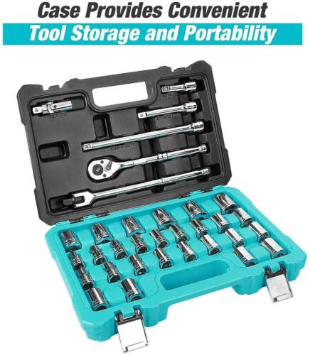 DURATECH 33 PC 1/2 '' Socket Set Standard (SAE) and Metric Mechanic Tool Set NEW - Picture 3 of 7