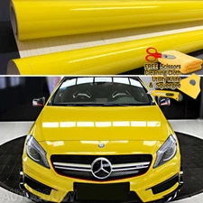 108" x 60" Super Gloss Yellow Vinyl Film Wrap Sticker Air Bubble Free 9ft x 5ft