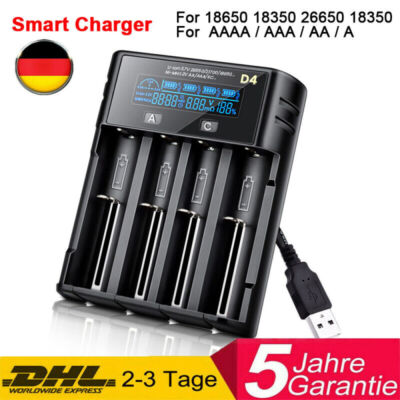 YONII 4 Slots USB LCD Akku Ladegerät für NiMH Li-ion SC/F6 AA AAA Batterie 2024